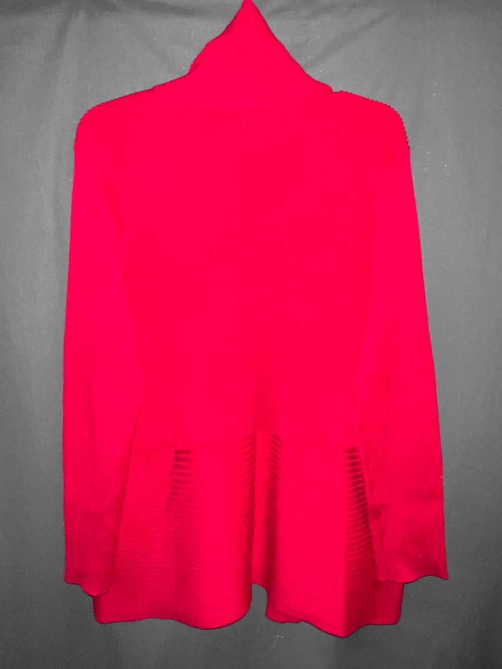 JM Collection Oversized Red Ribbed Shrug - Picture 3 of 5